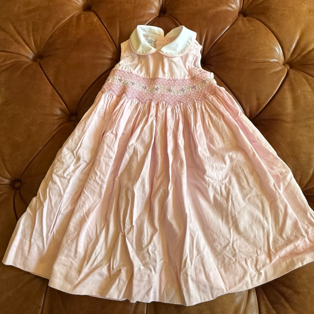 Pink Sleeveless Dress with White Collar